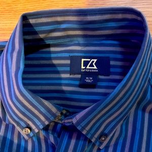 Cutter & Buck Blue Stripe Button Down Long Sleeve Shirt - Adult Medium - New